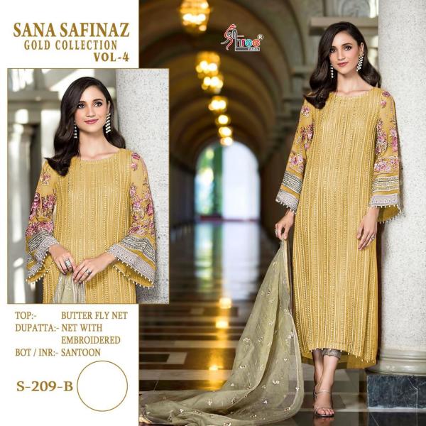 Shree Fabs Sana Safinaz Gold Collection Vol-4 S-209 Colors  