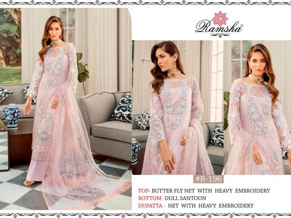 Ramsha 196 Pink Net Pakistani Suit 