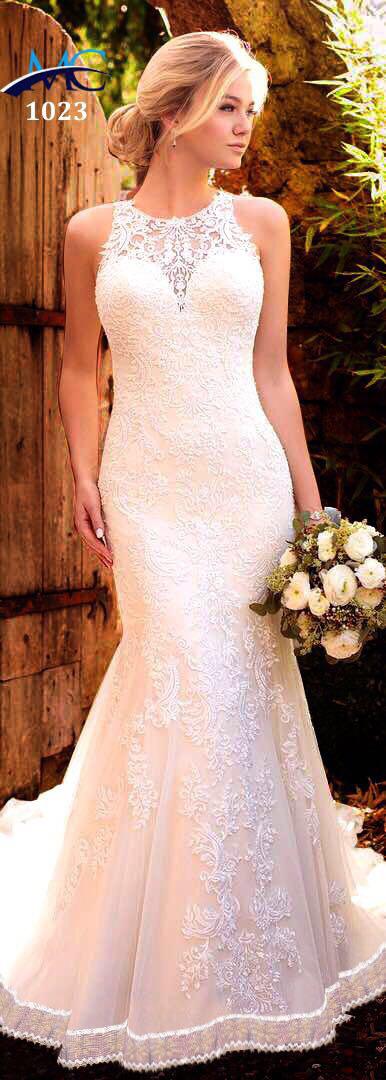 MC 1023 Net White Designer Bridal Wedding Gown