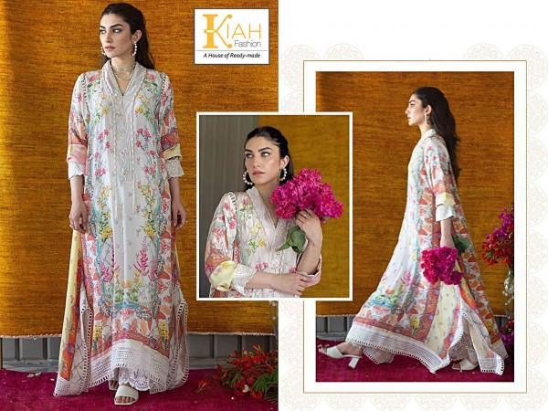Kiah Fashion White Printed Designer Suits