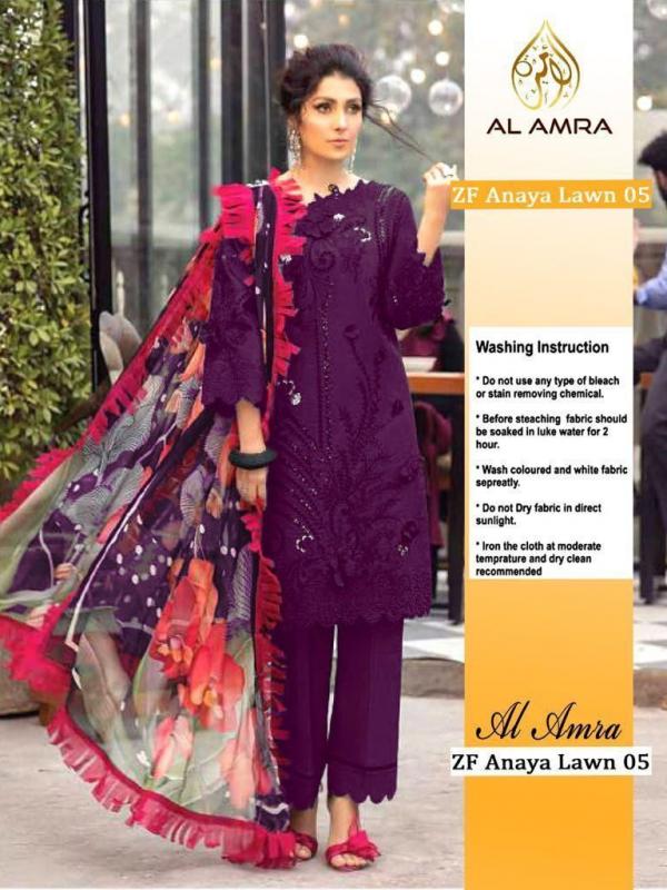 AL Amra Aanaya Lawn ZF 05 Violet Dress 
