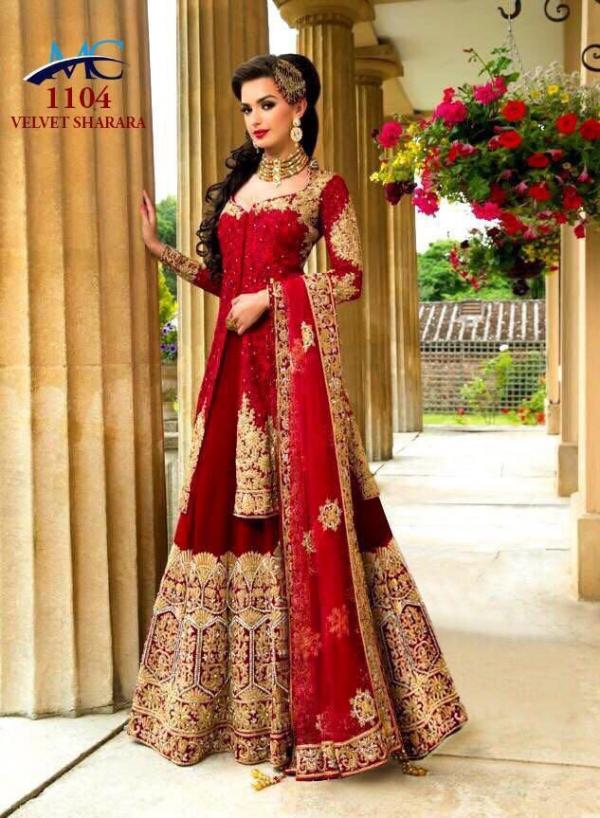 Mansi Creation Velvet Designer Bridal Wedding Suit MC-1104 Design   