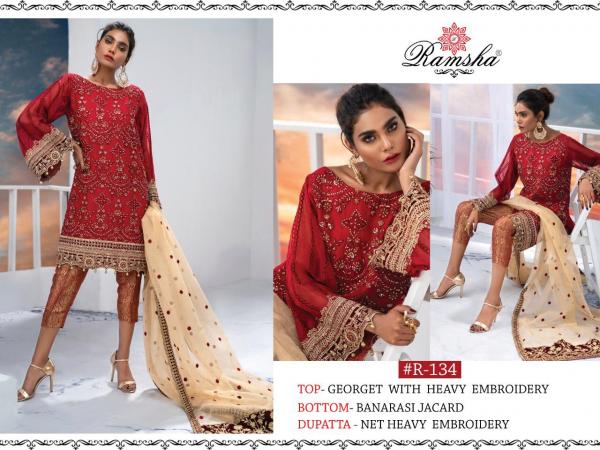 Ramsha 134 Maroon Color Net Dupatta Suit 