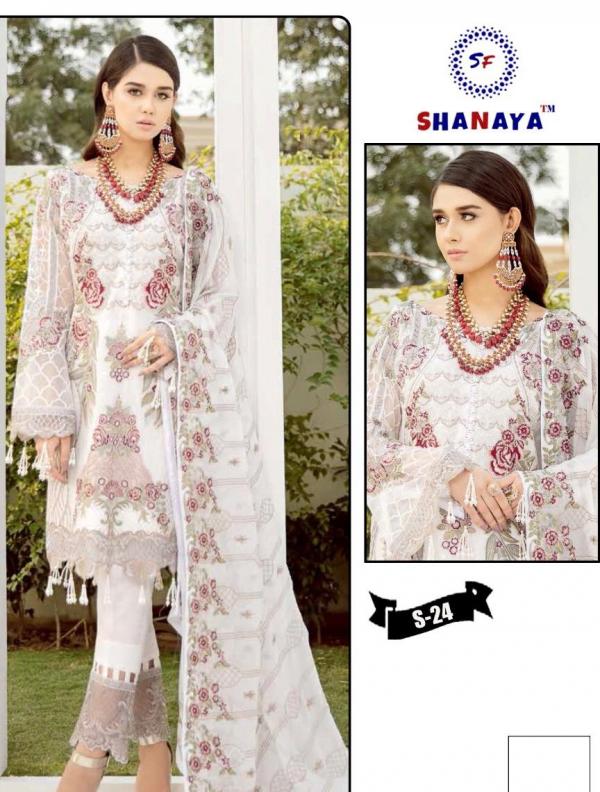 Shanaya Fashion S-24 White Dress Material 