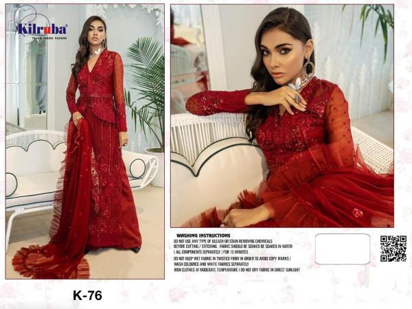 Kilruba K-76 Red Color Net Salwar Suits 
