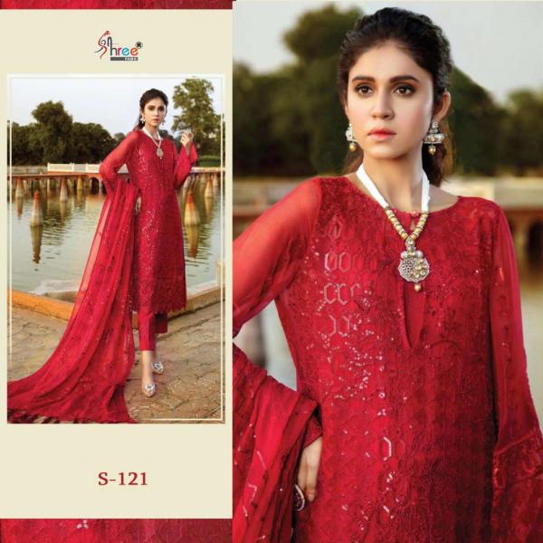 Shree Fabs S-121 Red Designer Salwar Suit 