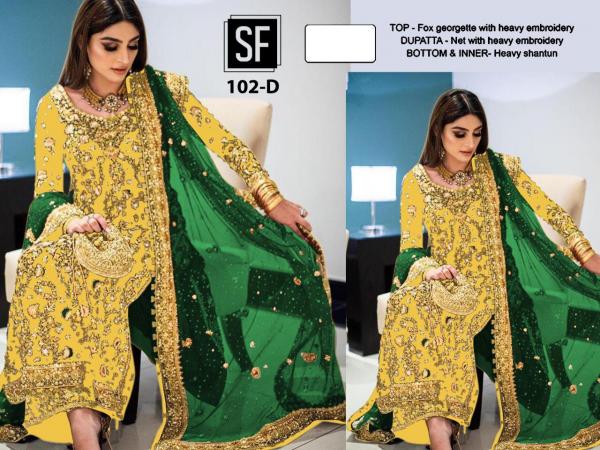 SF 102 D Yellow Color Pakistani Suits 