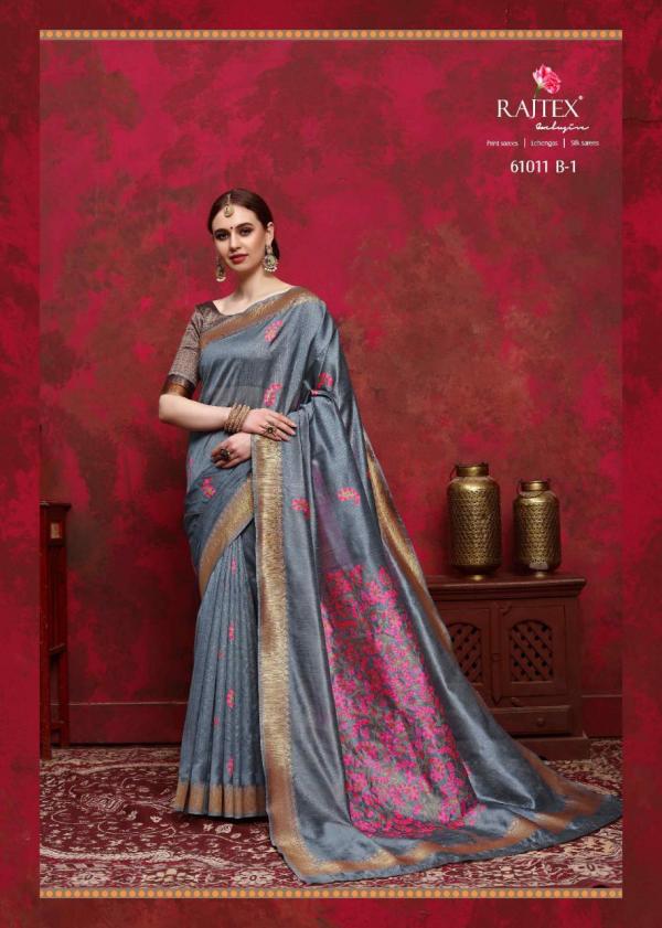Rajtex Saree Kalika Silk 61011 B Grey Colors 