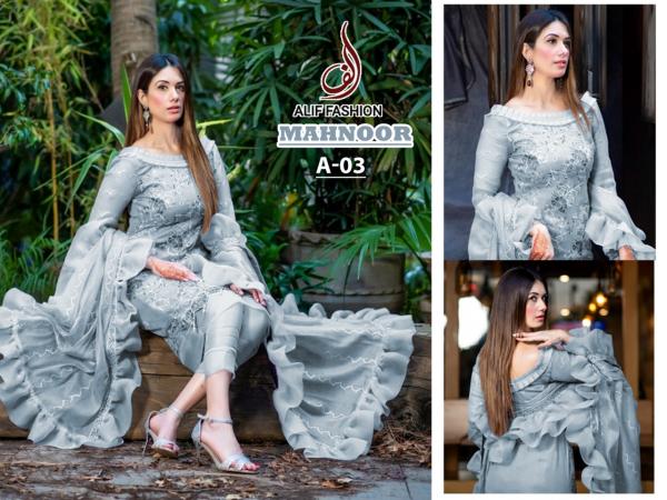 Alif Fashion Mahnoor A-03 Grey Suits 