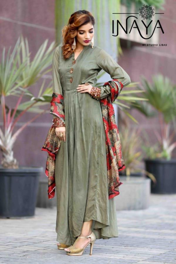 Inaya By Studio Libas Designer Handwork Green Kurti