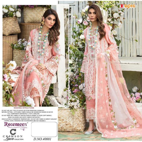 Fepic Rosemeen Crimson Lawn Collection 40001-40003 Series  