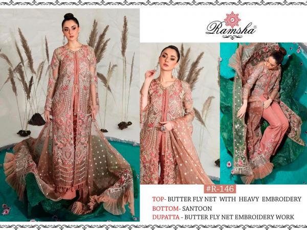 Ramsha 146 Peach Color Designer Dress Material
