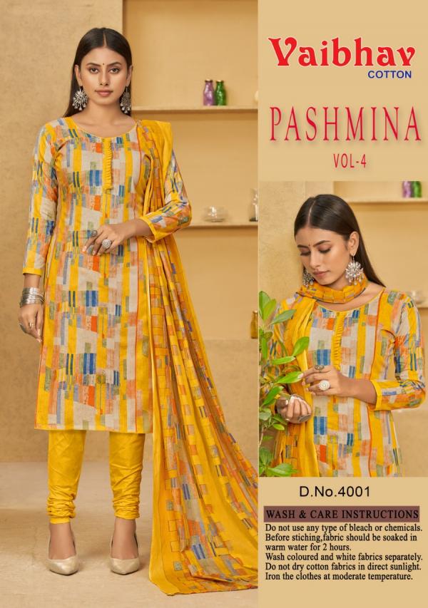 Vaibhav Cotton Pashmina Vol-4 4001-4010 Series  