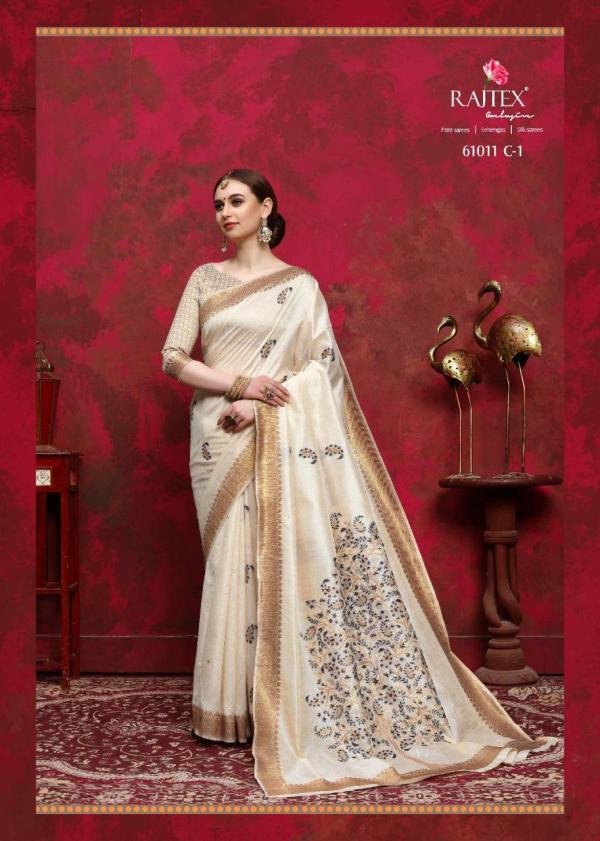 Rajtex Saree Kalika Silk 61011 C Cream Colors 