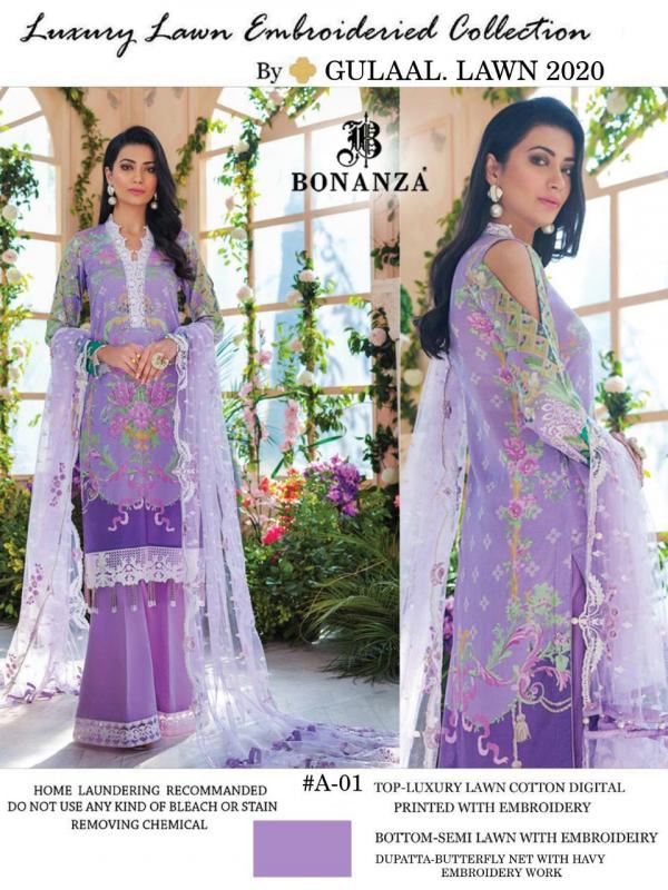 Bonanza Trendz Gulal Lawn Vol-1 A01  