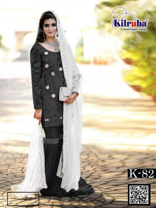 Kilruba K-82 Black Net Salwar Suits 