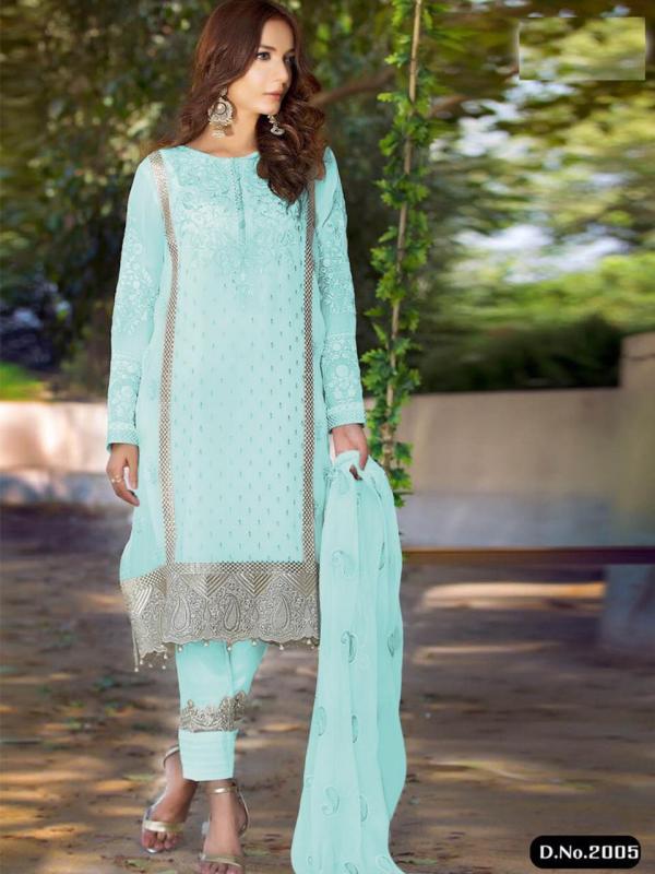 2005 Colors Designer Georgette Embroidered Pakistani Suits 