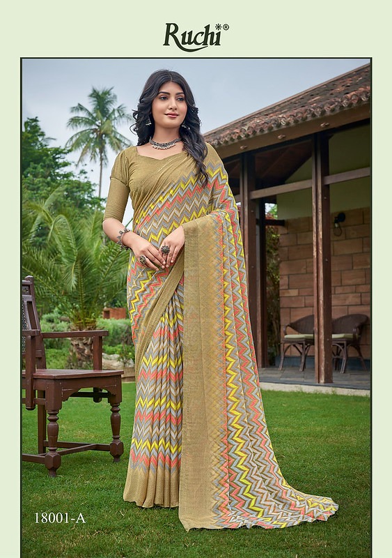 Ruchi Saree Star Chiffon 83 Edition 18001-18006 Colors  