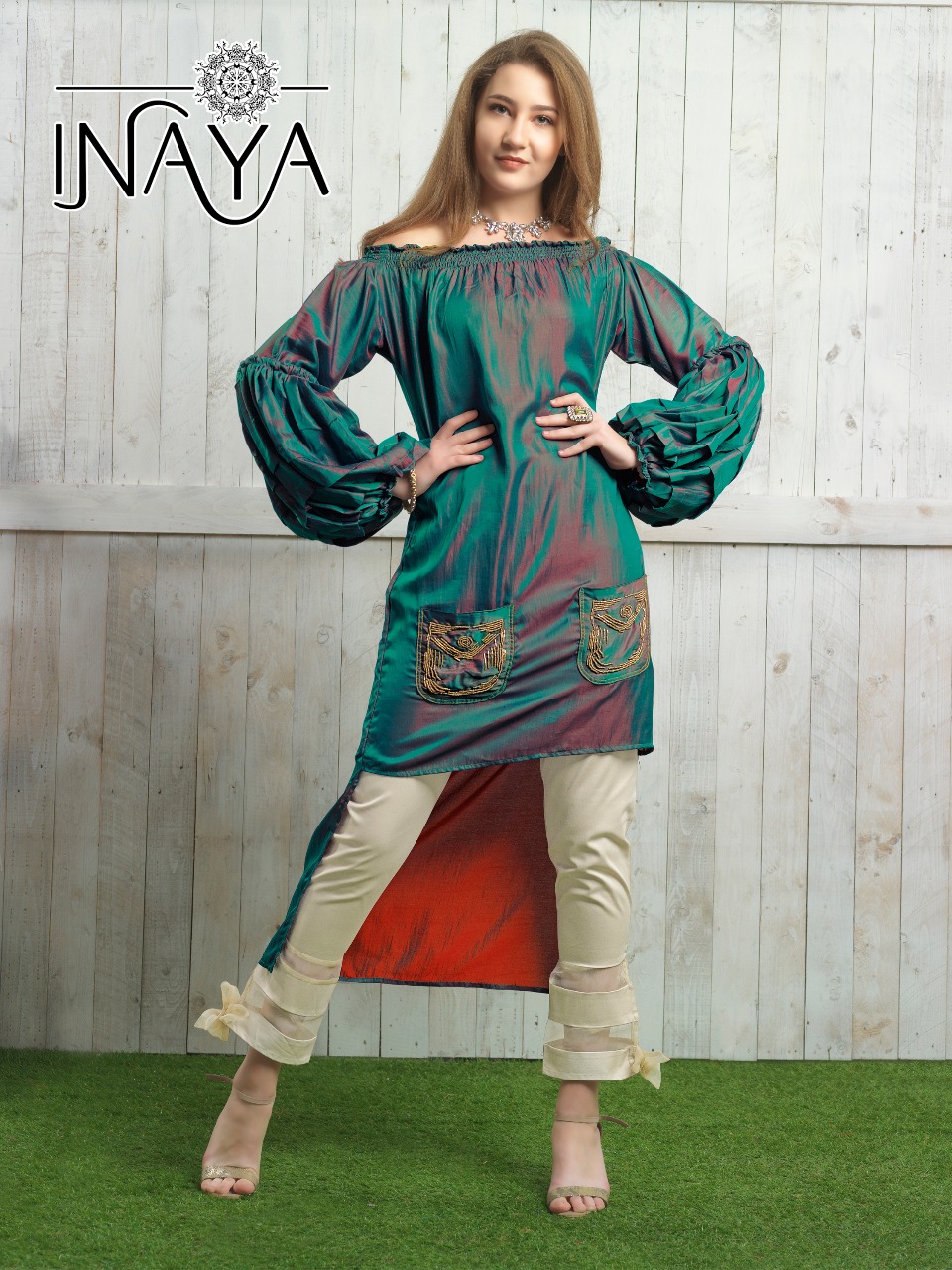 Inaya By Studio Libas Luxury Pret Collection Peacock Green Maroon
