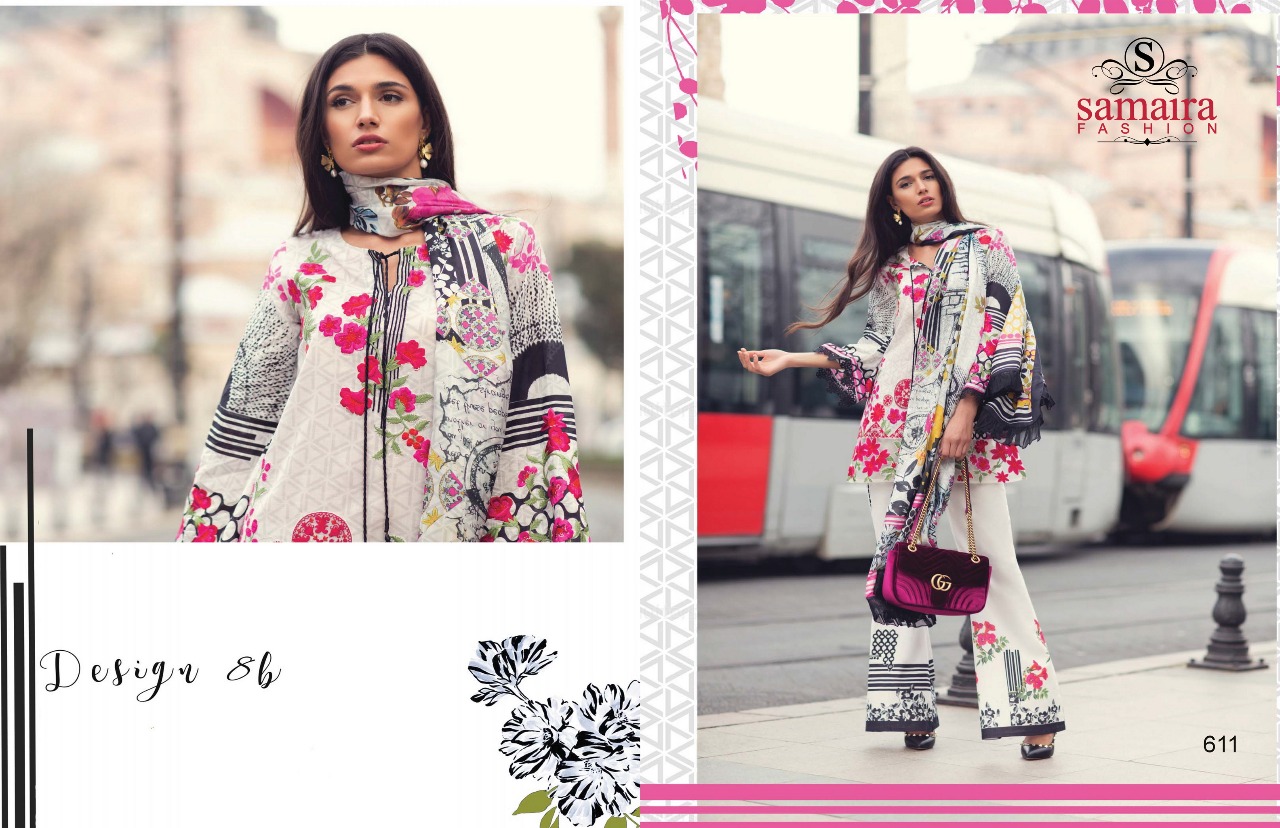 Samaira Fashion Mina Hasan Embroidered Lawn 611