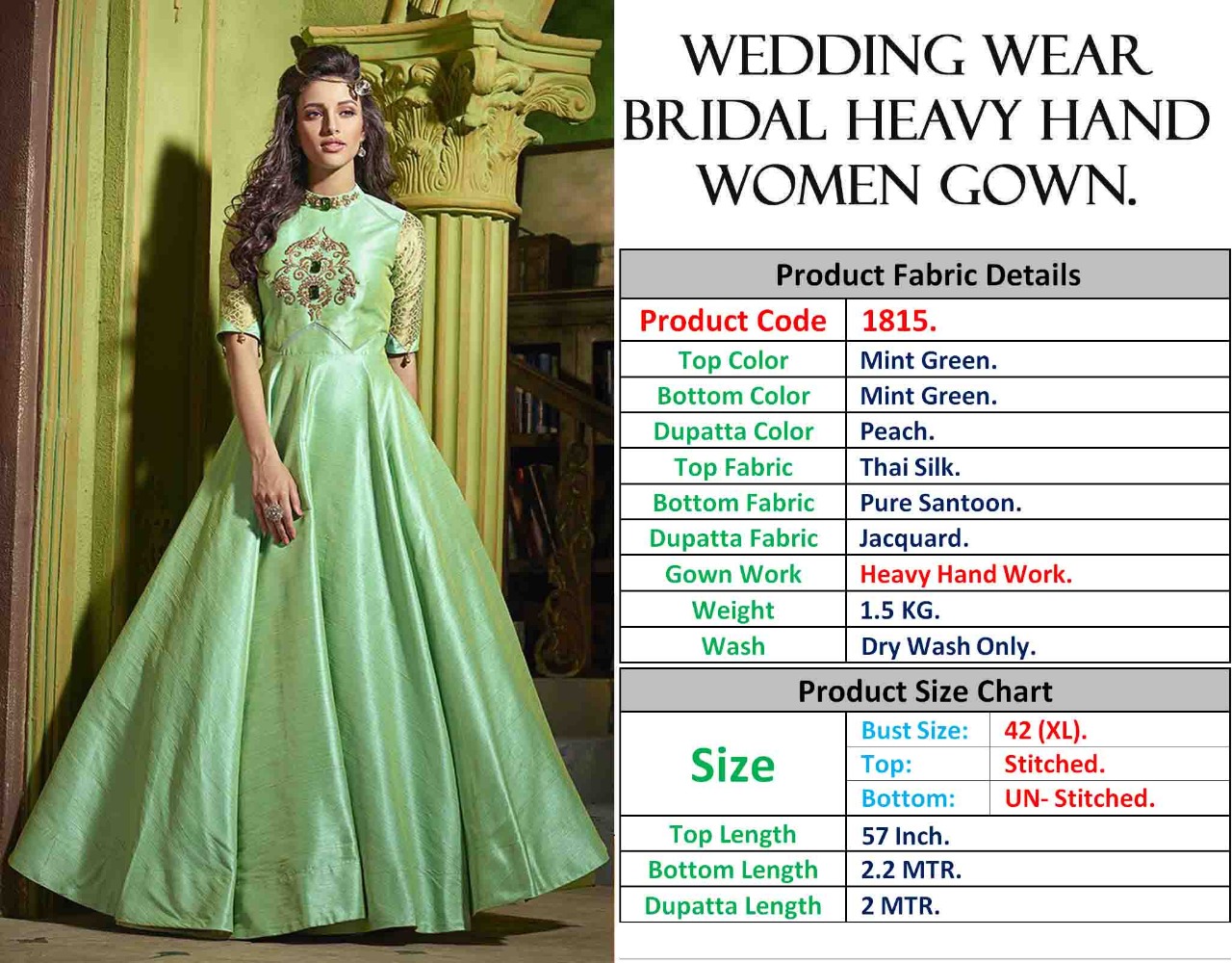 Wedding Wear Bridal Heavy Hand Women Gown 1815
